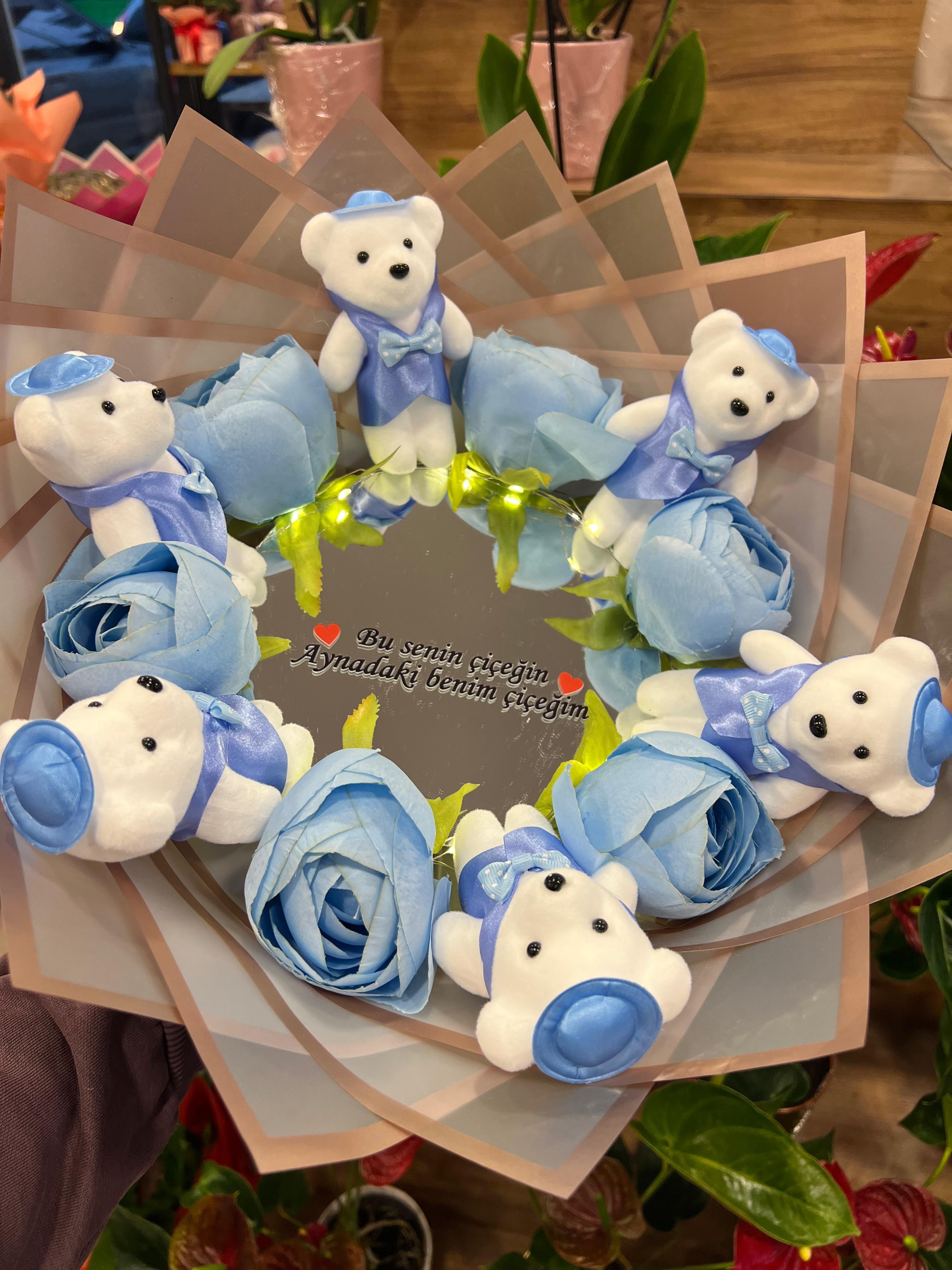 Ledli Ayıcıklı Aynalı Buket