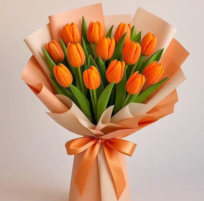 Canlı Turuncu Lale Buketi