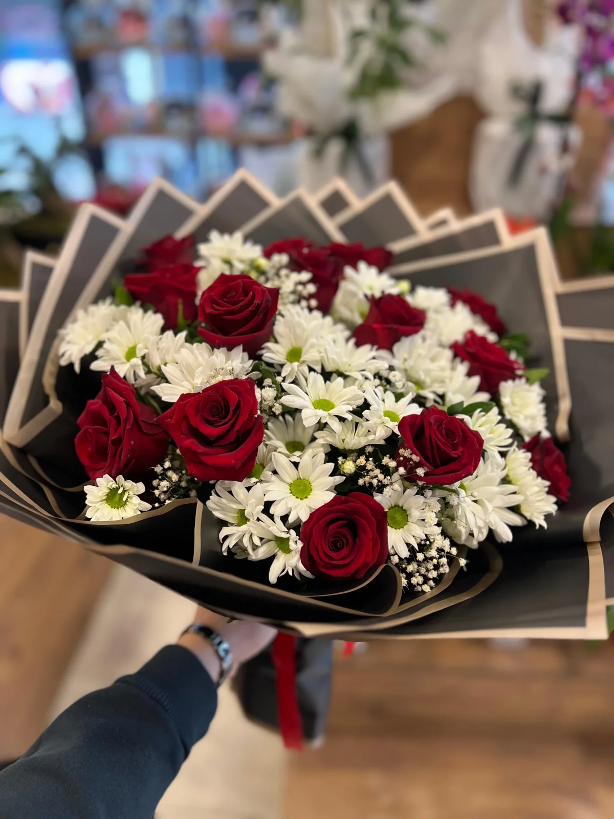 Canlı Papatya Gül Buketi