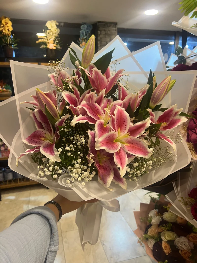 Pembe Lilyum Buketi Canlı - Ordu Çiçek